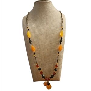 Vintage Elegant Orange and Black Beaded Necklace